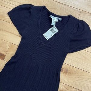 Pleated Knit Sweater Dress